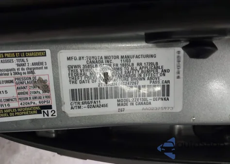 2004 Toyota Corolla Le from USA, damaged, VIN 2T1BR32E64C247267